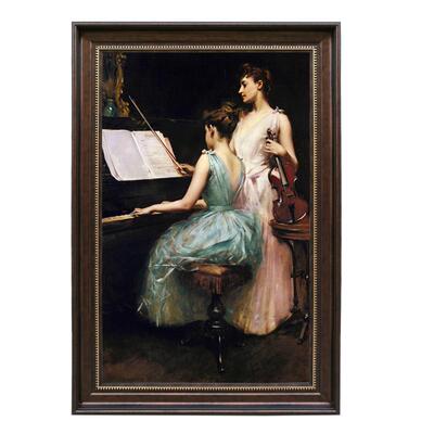 油画人物音乐琴行竖幅装饰画