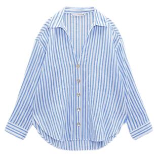 Z 镂空垂直花边宽松衬衫女长袖百搭条纹上衣 8351023 250