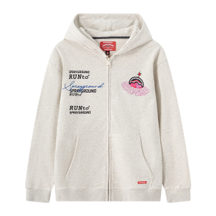 SPRAYGROUND鲨鱼嘴xRUNTO联名飞碟印花连帽开衫卫衣新款宽松外套