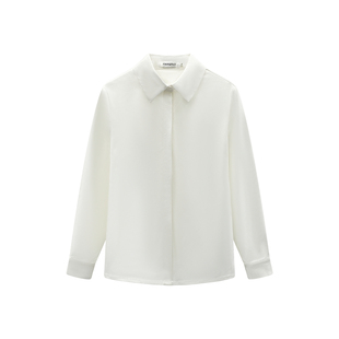 春秋新款白衬衫女职业蓝色长袖通勤面试正装衬衣工作服宽松上衣夏