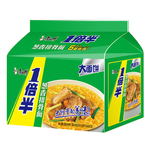 康师傅方便面泡面袋面葱香排骨面1倍半大面饼大份量方便速食