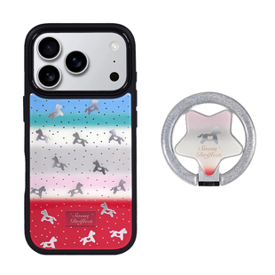 PaPaPa制造局[可爱小马]新款秋冬黑边可爱新年红色渐变磁吸支架高级感适用17promax手机壳苹果15promax保护套