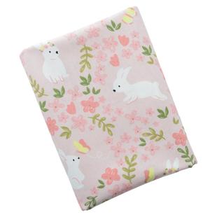 布料纯棉160厘米宽斜纹棉布手工DIY卡通兔子粉色床单被罩全棉面料