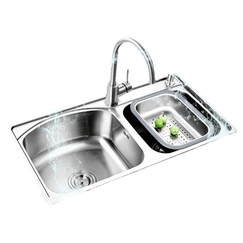 潜水艇 304不锈钢双槽水槽套餐 厨房洗菜盆防臭防堵 包邮