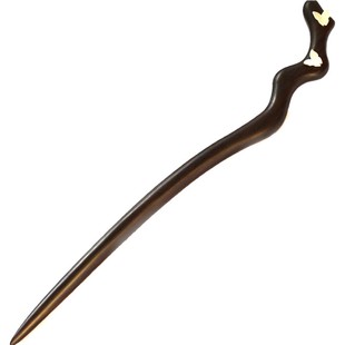 手工黑檀木发簪盘发复古典发饰头饰簪子925纯银蝴蝶镶嵌包邮