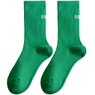 粉色绿色袜子女中短筒运动休闲搭配鲨鱼裤纯棉春秋冬季ins潮百搭