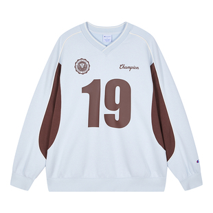 Champion冠军加绒卫衣男2025冬季新款赛车球衣风潮牌撞色休闲女