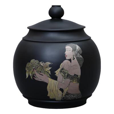 建水紫陶一斤熟普曾妮手工茶叶罐