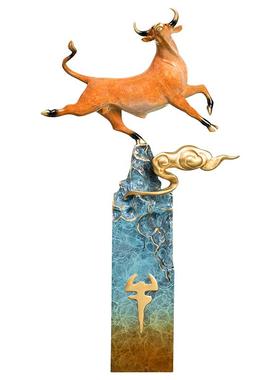 佐森摆件铜招财牛转乾坤生肖客厅