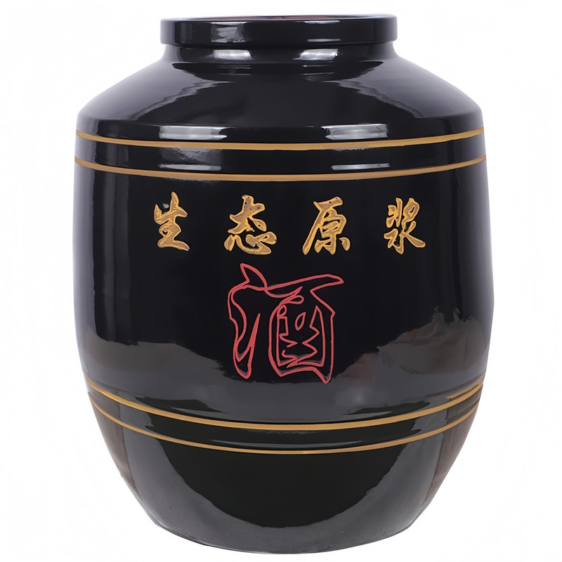 加厚陶瓷黑釉50斤坛大龙头