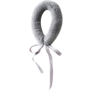 [御皮坊]韩版真獭兔毛皮草围巾女甜美气质丝带空姐款冬皮草小围脖