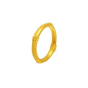 老庙黄金足金999古韵古法竹子戒指竹节艺术感设计款汉服古代古典