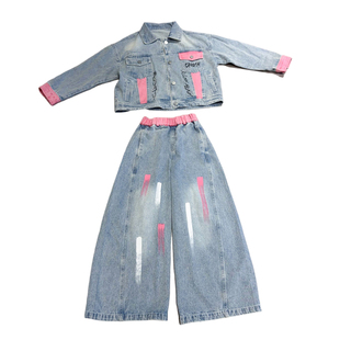 女童牛仔套装中大童春秋款2026新款洋气外套儿童女孩春装两件套潮