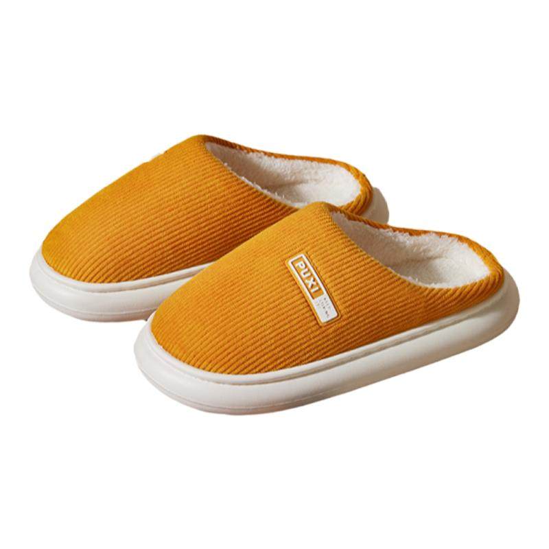 朴西新款棉拖鞋女士秋冬家居室内防滑简约厚底情侣保暖加绒棉拖男