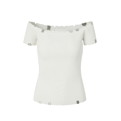 LEDIMWANG一字肩针织T恤