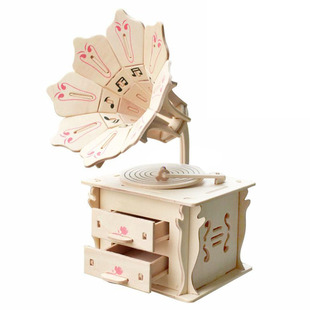 木头儿童拼装模型玩具3D立体拼图木制作女生手工diy仿真乐器摆件