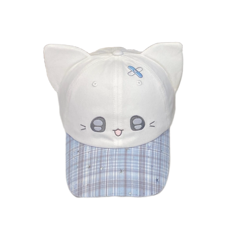 卡通可爱猫耳朵格纹棒球帽女春秋
