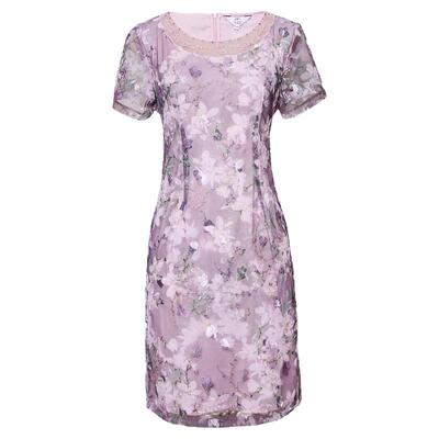 JANANNO简爱诺夏季浪漫网布金丝线绣花中长款短袖连衣裙J910162LQ