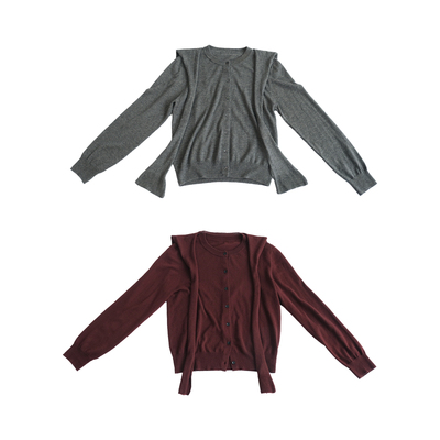 F-136丝光羊毛抗起球带披肩开衫