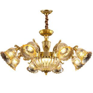 澳米欧式吊灯全铜客厅水晶灯餐厅卧室别墅奢华大气纯铜吸顶灯朝下