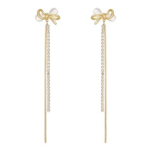 DODOGOGO巨好看的蝴蝶结流苏耳环女轻奢设计耳坠高级感长款耳饰