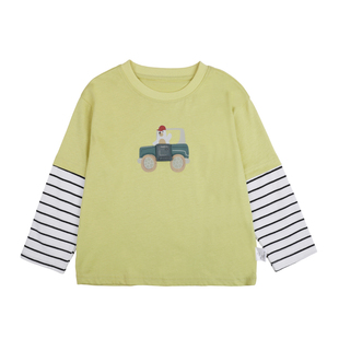 儿童t恤长袖男童春装上衣纯棉2026新款男孩春季打底衫假两件衣服