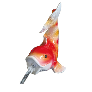 简约喷水鱼出水口装饰屋顶阳台排水口鱼嘴水池背景墙壁挂吐水雕塑