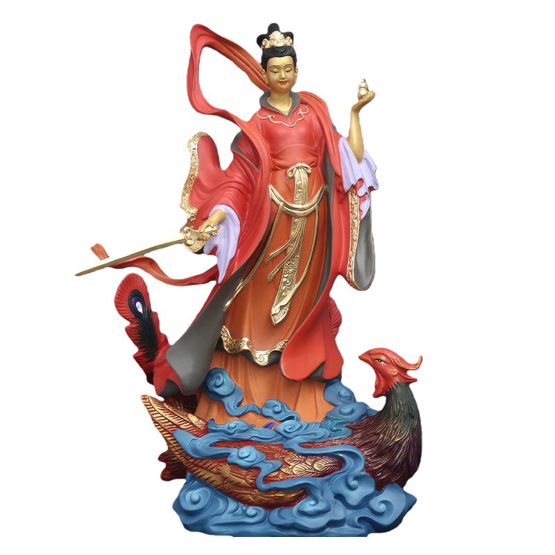 黄铜九天玄女站像供奉摆件装饰品
