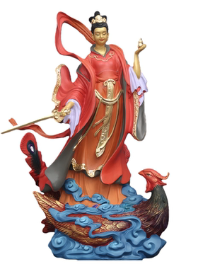 黄铜九天玄女站像供奉摆件装饰品
