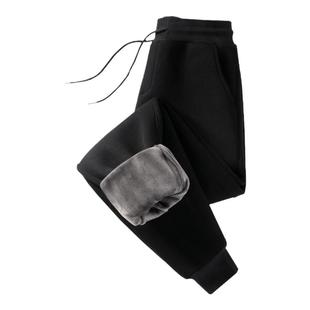 NN真维斯休闲裤男款冬季加绒加厚运动裤男士黑色潮流百搭束脚卫裤