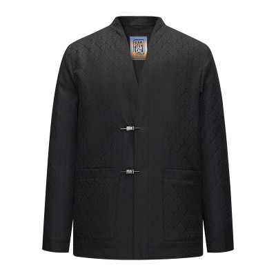 BONI/堡尼新品商务棉衣外套净色国风印花茄克款休闲棉服IS580021C