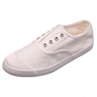 贝壳头白色英伦风低帮青年帆布鞋