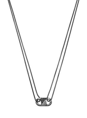 阿玛尼男士互锁双链黑色水晶项链