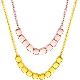 周大生18K金项链小方糖玫瑰金彩金套链颈链锁骨链情人节新年礼物