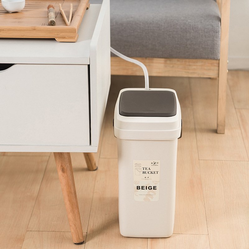 家用大号塑料茶渣桶排加厚盖过滤网弹客厅垃圾桶水桶带盖式按压