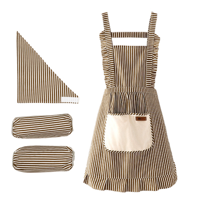 围裙2025新款套袖头巾透气上班穿做饭围腰厨房家用女工作服超好看