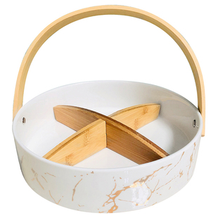 北欧ins简约果盘创意现代客厅家用陶瓷糖果盒带盖分格干果零食盘