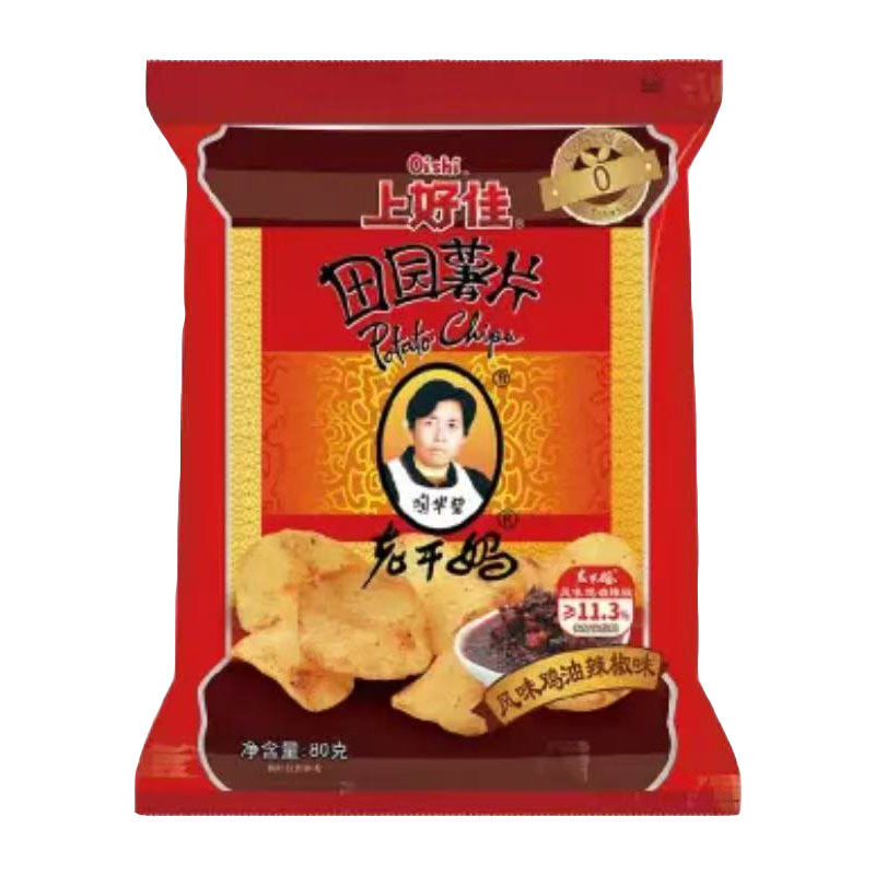 上好佳老干妈薯片鲜虾片膨化联名
