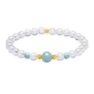 周六福黄金月光石手串女款金珠手饰官方正品旗舰店送女士礼物定价