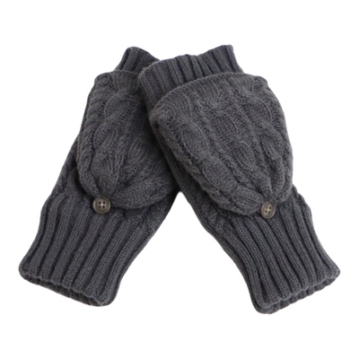 日单秋冬加绒保暖半指翻盖手套女