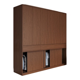 定制橡木推拉门衣柜到顶新款分段式平开推拉一体小户型卧室衣橱