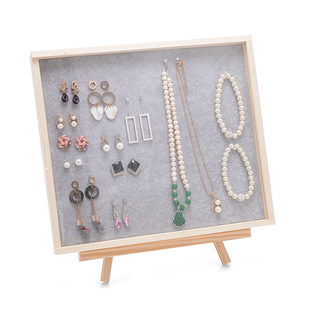 实木耳环盒防尘戒指收纳托盘家用手链板壁挂耳钉耳饰项链展示架子