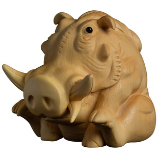 黄杨木雕创意客厅精品动物摆件小件雕刻工艺品盘玩手把件荒漠疣猪