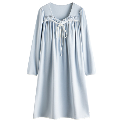 长袖睡裙冬带胸垫薄绒女家居睡衣