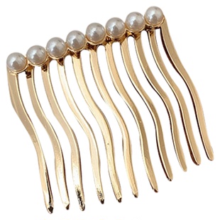 无痕倒插梳头饰韩系防滑甜美珍珠发梳水钻简约刘海夹发卡古风发饰