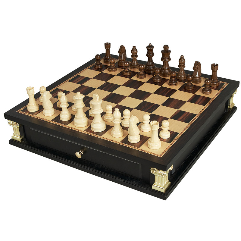 国际象棋实木磁性抽屉收纳棋套装