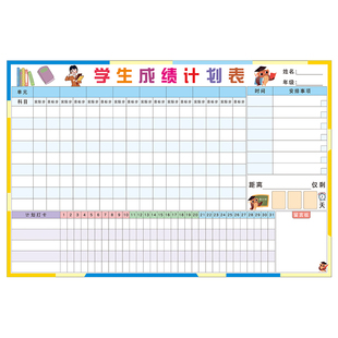 成绩记录表家庭中考目标计划表作息时间表学习自律打卡表墙贴可擦