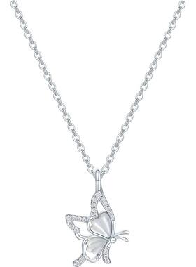 周六福项链女蝴蝶结链坠S925银小众节日礼物送女友