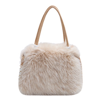 秋冬毛绒绒手提小包包女2025新款时尚珍珠链条包百搭斜挎包毛毛包