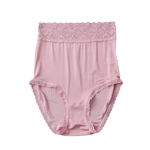 100%桑蚕丝过肚脐高腰内裤女 针织真丝大码透气薄款蕾丝女士内裤